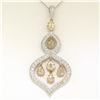 Image 4 : 18kt White and Yellow Gold 2.10 ctw White and Yellow Diamond Dangle Pendant Neck