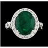 Image 2 : 5.68 ctw Emerald and Diamond Ring - 14KT White Gold