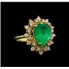 Image 1 : 3.65 ctw Emerald and Diamond Ring - 14KT Yellow Gold