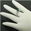 Image 3 : 14k White Gold GIA Emerald & Diamond 3 Stone 1.50 ctw Engagement Right Hand Ring