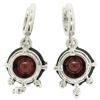 Image 5 : 14k White Gold 11.2 ctw Round Garnet Dangle Earrings w/ Brilliant Diamond Accent