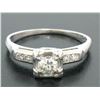 Image 2 : Vintage 14K White Gold 0.37 ctw Diamond Engagement Ring with 4 Accent Diamonds