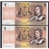 Image 1 : AUSTRALIA $1. 1976. Knight-Wheeler. Side Thread. CONSECUTIVE PAIR