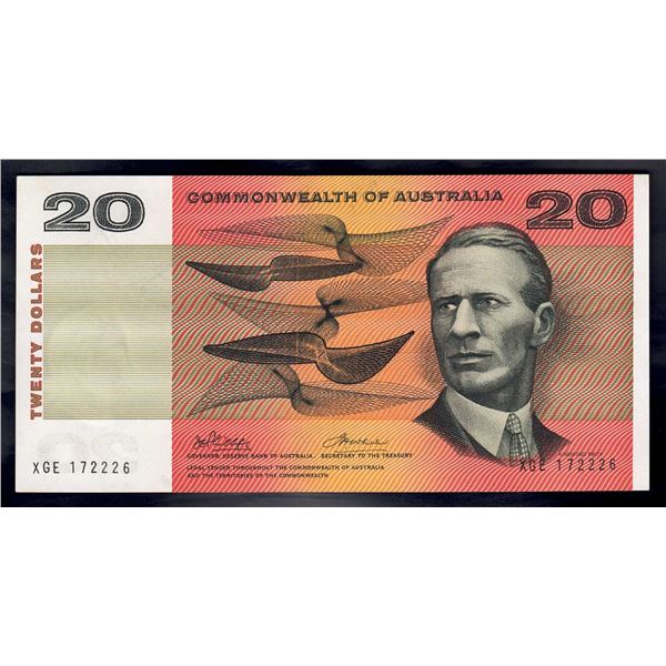 AUSTRALIA $20. 1972. Phillips-Wheeler. LUCKY SERIAL NUMBER "222"