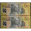 Image 1 : AUSTRALIA $50. 2006. Macfarlane-Henry. CONSECUTIVE PAIR