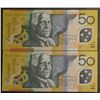 Image 2 : AUSTRALIA $50. 2009. Stevens-Henry. CONSECUTIVE PAIR