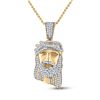 Image 1 : Round Diamond Jesus Face Charm Pendant 3/8 Cttw 10KT Yellow Gold