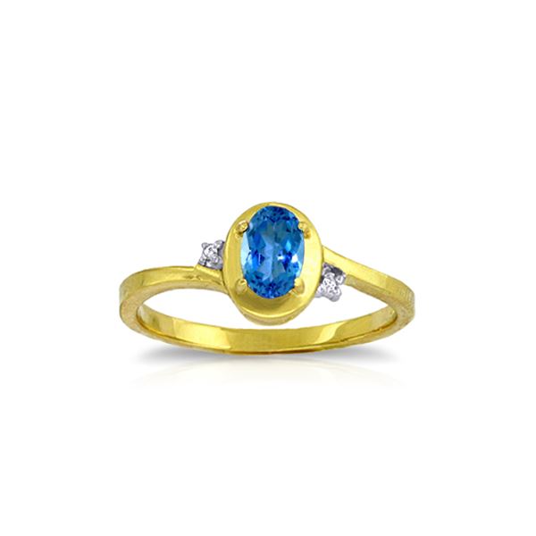 Genuine 0.51 ctw Blue Topaz & Diamond Ring 14KT Yellow Gold - REF-25Y4F