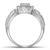 Image 2 : Round Diamond Square Halo Cluster Ring 1/5 Cttw 10KT White Gold