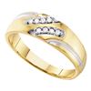 Image 1 : Round Diamond Two-tone Wedding Band Ring 1/8 Cttw 10KT Yellow Gold