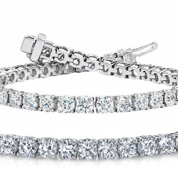 Natural 10.01ct VS2-SI1 Diamond Tennis Bracelet 18K White Gold - REF-1048X6W