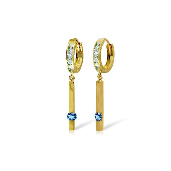 Genuine 1.35 ctw Blue Topaz Earrings 14KT Yellow Gold - REF-66F2Z