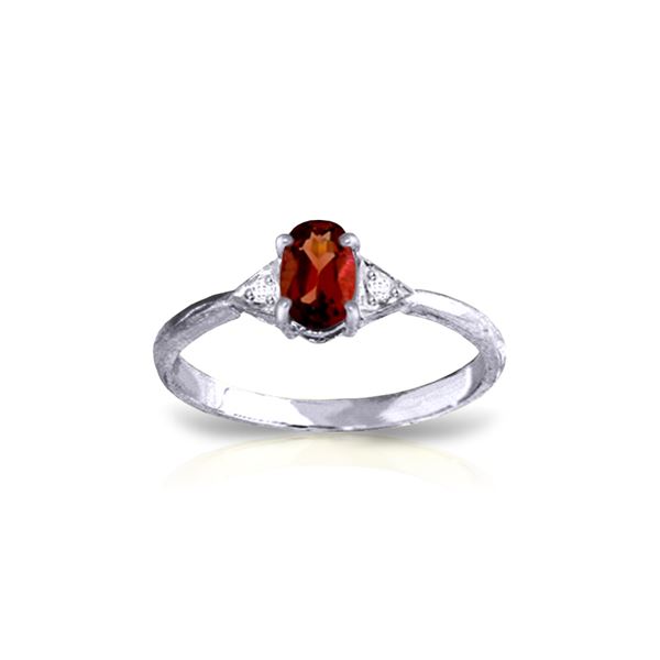 Genuine 0.46 ctw Garnet & Diamond Ring 14KT White Gold - REF-22R5P