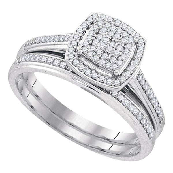 Diamond Bridal Wedding Ring Band Set 1/4 Cttw 10KT White Gold