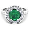 Image 3 : Natural 2.38 CTW Zambian Emerald & Diamond Ring 14K White Gold - REF-108N7R