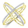 Image 1 : Round Diamond Crossover Band Ring 1/3 Cttw 10KT Yellow Gold