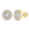 Image 1 : Round Diamond Circle Cluster Earrings 1/3 Cttw 14KT Yellow Gold