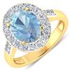 Image 1 : Natural 2.5 CTW Aquamarine & Diamond Ring 14K Yellow Gold - REF-94H5M