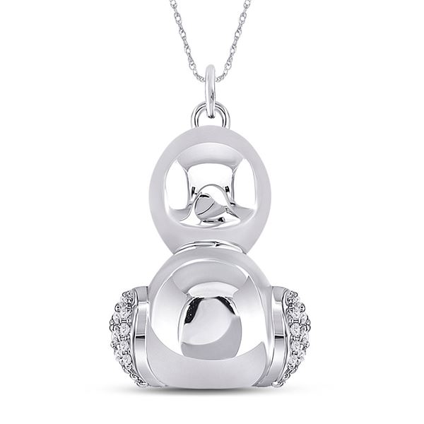 Round Diamond Duck Animal Pendant 1/10 Cttw 10KT White Gold
