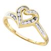 Image 1 : Round Diamond Heart Frame Ring 1/12 Cttw 10KT Yellow Gold