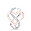 Image 1 : Round Diamond Infinity Heart Pendant 1/10 Cttw 10KT Two-tone Gold