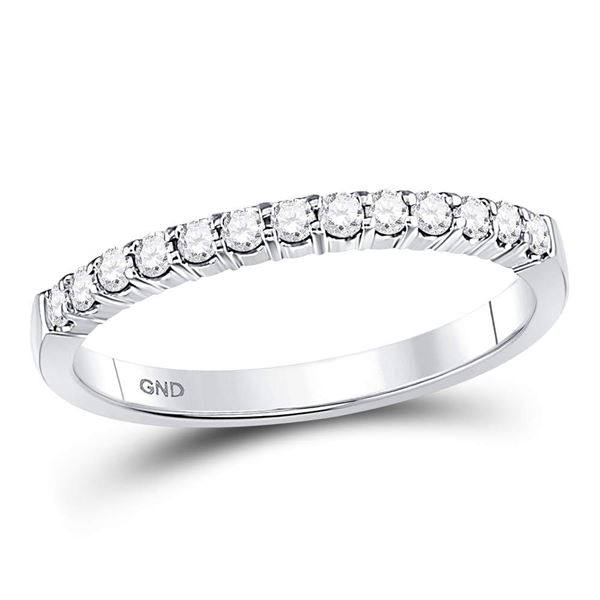 Round Diamond Machine-set Wedding Band Ring 1/4 Cttw 14KT White Gold