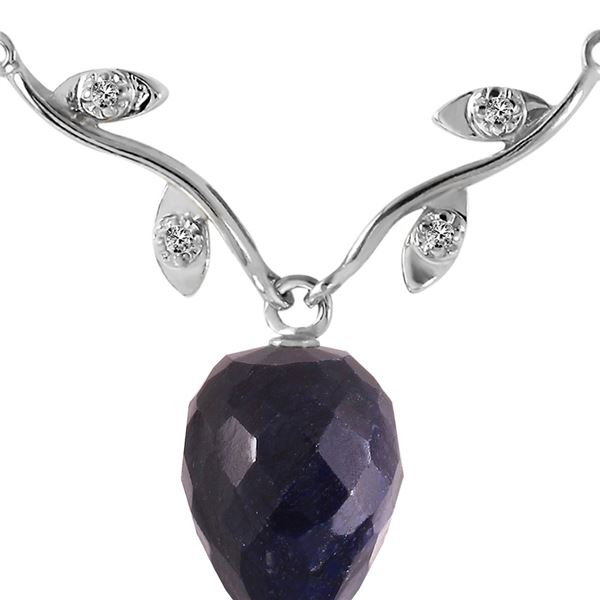 Genuine 12.92 ctw Sapphire & Diamond Necklace 14KT White Gold - REF-42R2P