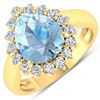 Image 1 : Natural 2.78 CTW Aquamarine & Diamond Ring 14K Yellow Gold - REF-88N7R