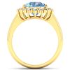 Image 2 : Natural 2.78 CTW Aquamarine & Diamond Ring 14K Yellow Gold - REF-88N7R