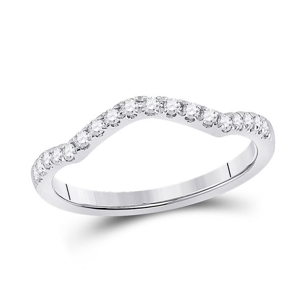 Round Diamond Wedding Curved Enhancer Band 1/5 Cttw 10KT White Gold