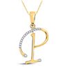 Image 1 : Round Diamond Initial P Letter Pendant 1/12 Cttw 10KT Yellow Gold