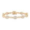 Image 1 : Baguette Diamond Oval Link Bracelet 2 Cttw 14KT Yellow Gold