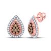 Image 1 : Round Brown Diamond Teardrop Earrings 1/3 Cttw 10KT Rose Gold