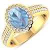 Image 1 : Natural 1.82 CTW Aquamarine & Diamond Ring 14K Yellow Gold - REF-70F9N