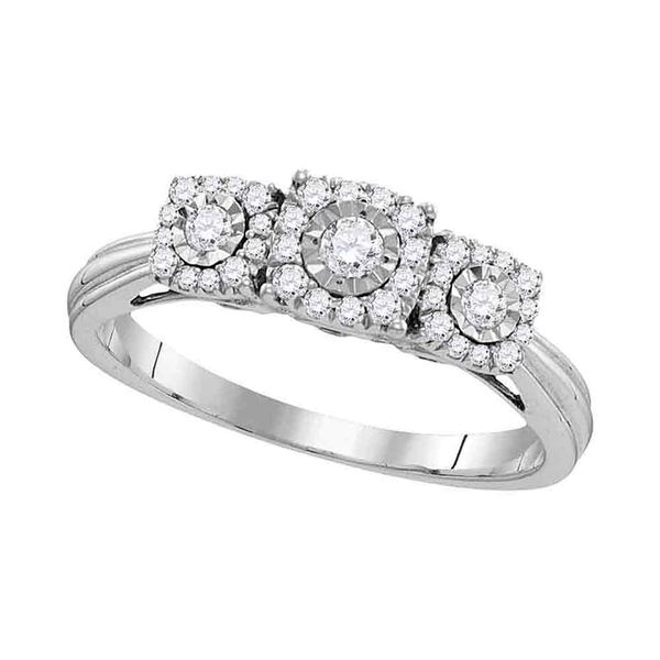 Diamond 3-stone Bridal Wedding Engagement Ring 1/2 Cttw 10KT White Gold