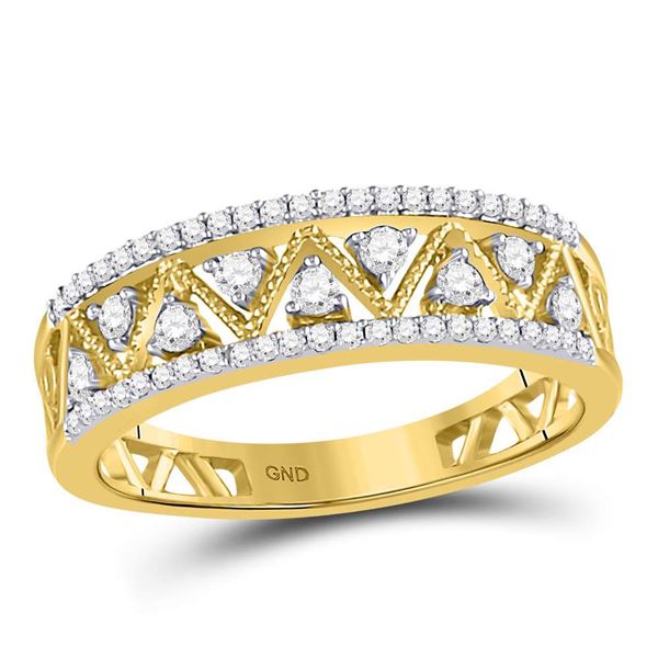 Round Diamond Zigzag Band Ring 1/3 Cttw 10KT Yellow Gold