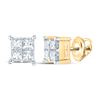 Image 1 : Princess Diamond Square Earrings 1/2 Cttw 14KT Yellow Gold