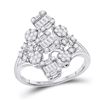 Image 1 : Baguette Diamond Scattered Cluster Ring 3/4 Cttw 14KT White Gold