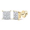 Image 1 : Round Diamond Square Earrings 1/4 Cttw 10KT Yellow Gold