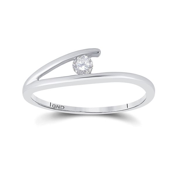 Round Diamond Solitaire Promise Ring 1/10 Cttw 10KT White Gold