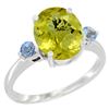 Image 1 : 2.64 CTW Lemon Quartz & Blue Sapphire Ring 14K White Gold - REF-31A4X