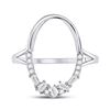 Image 2 : Round Diamond Scattered Oval Ring 1/6 Cttw 14KT White Gold
