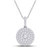 Image 1 : Round Diamond Cluster Pendant 1/2 Cttw 14KT White Gold