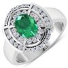 Image 1 : Natural 2.67 CTW Zambian Emerald & Diamond Ring 14K White Gold - REF-71K2W