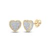 Image 1 : Round Diamond Heart Fluted Cluster Stud Earrings 7/8 Cttw 10KT Yellow Gold