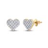 Image 1 : Round Diamond Heart Earrings 1/6 Cttw 10KT Yellow Gold