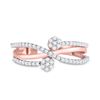 Image 2 : Round Diamond Double Flower Cluster Ring 1/3 Cttw 10KT Rose Gold