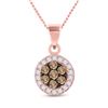 Image 1 : Round Brown Diamond Flower Cluster Pendant 3/8 Cttw 10KT Rose Gold