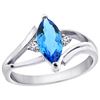 Image 1 : 1.24 CTW Swiss Blue Topaz & Diamond Ring 14K White Gold - REF-31V2R
