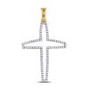 Image 1 : Round Diamond Cross Outline Charm Pendant 1/4 Cttw 10KT Yellow Gold